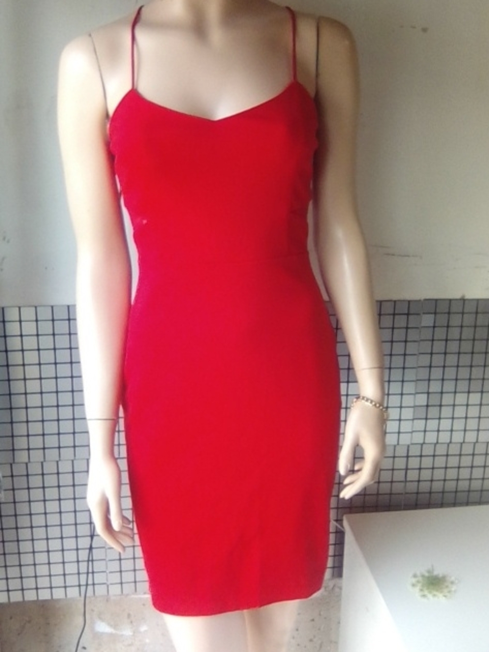 Express Red Spaghetti-Strap Mini Dress
